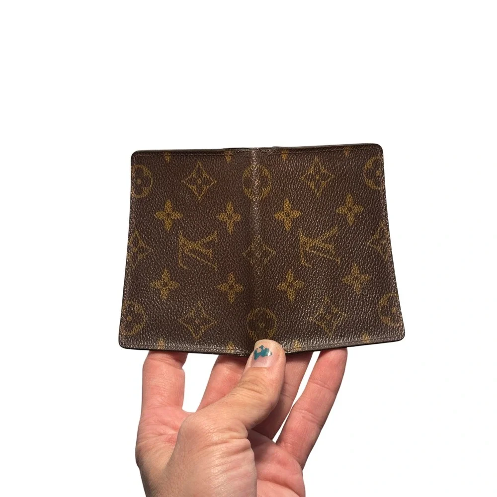 Louis Vuitton Monogram Canvas Porte-Cartes Double ID Card Holder Wallet Brown
